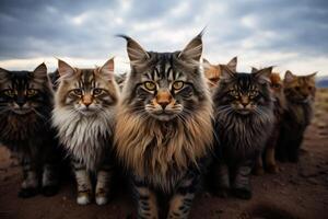 AI generated group portrait of cats Generative AI photo