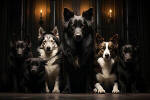 AI generated group portrait of dogs Generative AI photo