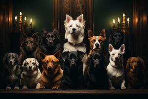 AI generated group portrait of dogs Generative AI photo