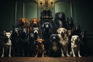 AI generated group portrait of dogs Generative AI photo