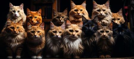 AI generated group portrait of cats Generative AI photo