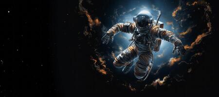 AI generated astronaut in outer space banner Generative AI photo