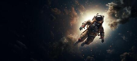 AI generated astronaut in outer space banner Generative AI photo