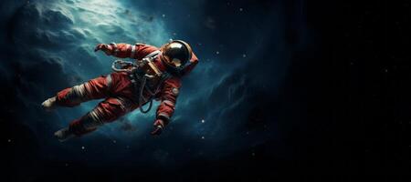 AI generated astronaut in outer space banner Generative AI photo