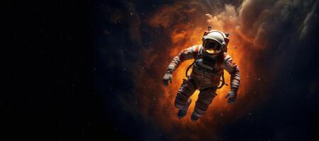 AI generated astronaut in outer space banner Generative AI photo