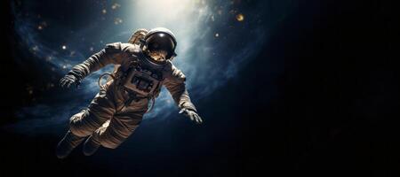 AI generated astronaut in outer space banner Generative AI photo