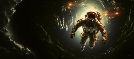 AI generated astronaut in outer space banner Generative AI photo