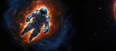 AI generated astronaut in outer space banner Generative AI photo
