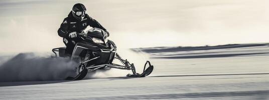 AI generated Snowmobile Racer Banner Generative AI photo