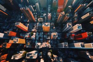 AI generated skyscrapers of a big city, top view Generative AI photo