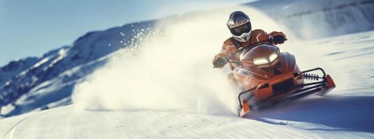 AI generated Snowmobile Racer Banner Generative AI photo