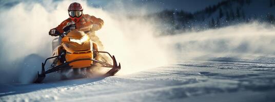 AI generated Snowmobile Racer Banner Generative AI photo