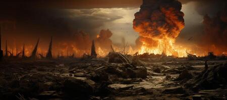 AI generated Apocalypse after war devastation banner Generative AI photo