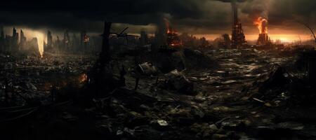 AI generated Apocalypse after war devastation banner Generative AI photo