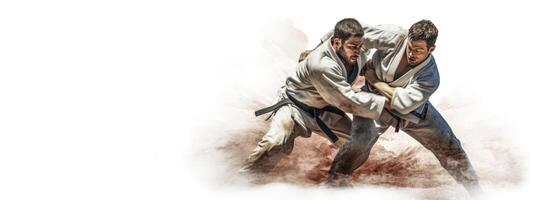 AI generated Oriental martial arts sparring banner Generative AI photo