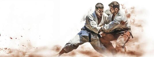 AI generated Oriental martial arts sparring banner Generative AI photo