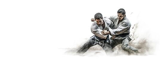 AI generated Oriental martial arts sparring banner Generative AI photo
