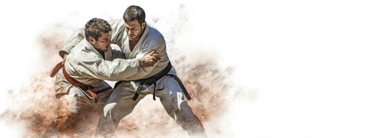 AI generated Oriental martial arts sparring banner Generative AI photo