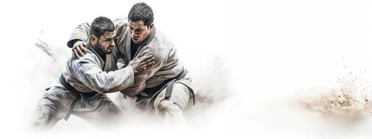 AI generated Oriental martial arts sparring banner Generative AI photo