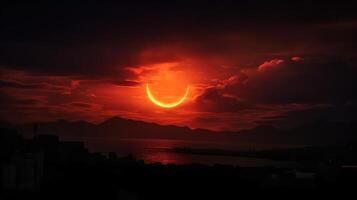 ai generado solar eclipse bandera generativo ai foto