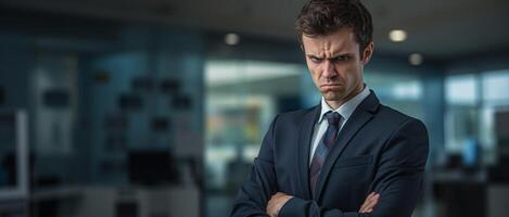 AI generated angry and nervous male office worker Generative AI photo