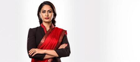 ai generado indio mujer de negocios en sari generativo ai foto