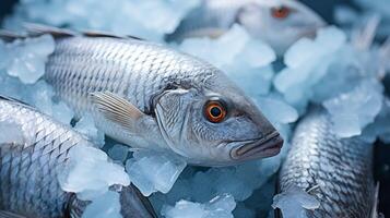 AI generated frozen fish in ice Generative AI photo