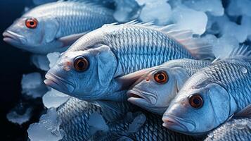 ai generado congelado pescado en hielo generativo ai foto