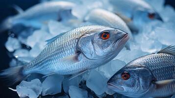 AI generated frozen fish in ice Generative AI photo