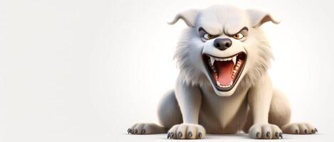 AI generated angry animated dog on a white background Generative AI photo