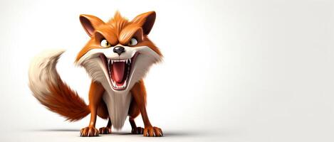 AI generated angry animated fox on a white background Generative AI photo