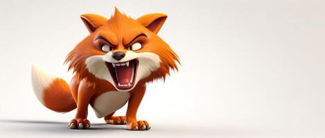 AI generated angry animated fox on a white background Generative AI photo