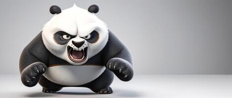 AI generated angry Panda in animated style on a white background Generative AI photo