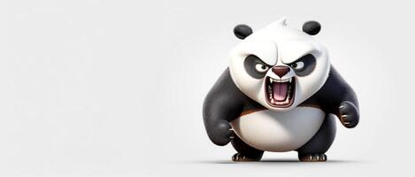 AI generated angry Panda in animated style on a white background Generative AI photo