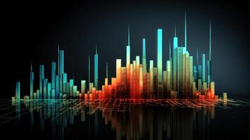 AI generated multi-colored financial charts Generative AI photo