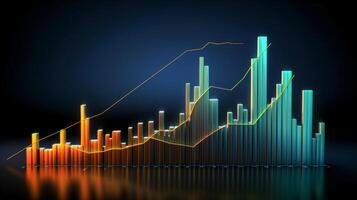 AI generated multi-colored financial charts Generative AI photo