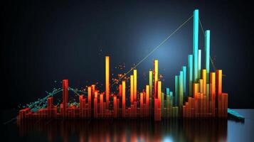 AI generated multi-colored financial charts Generative AI photo