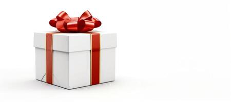 AI generated gift with ribbon on white background  Generative AI photo