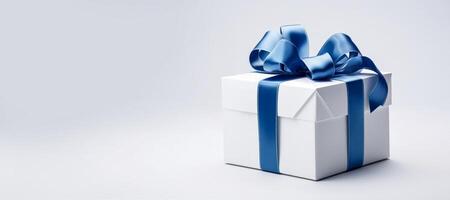 AI generated gift with ribbon on white background  Generative AI photo