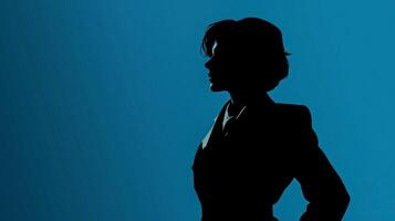 AI generated silhouette of a businesswoman on a blue background Generative AI photo