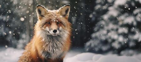 AI generated fox in the forest in the snow Generative AI photo