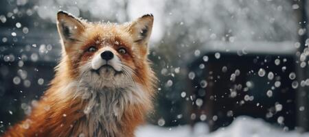 AI generated fox in the forest in the snow Generative AI photo