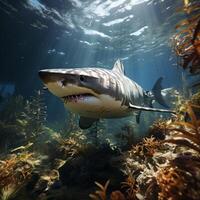 AI generated shark underwater in the ocean Generative AI photo