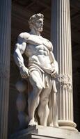 AI generated Marble statue of a muscular man Generative AI photo