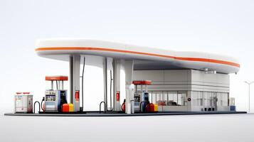 AI generated car gas station on white background Generative AI photo