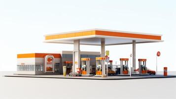 AI generated car gas station on white background Generative AI photo