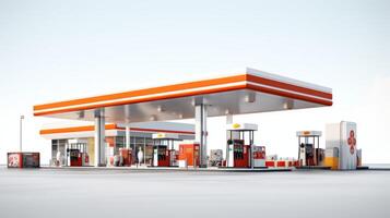 AI generated car gas station on white background Generative AI photo