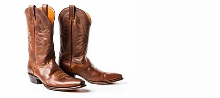 AI generated cowboy boots on white background Generative AI photo