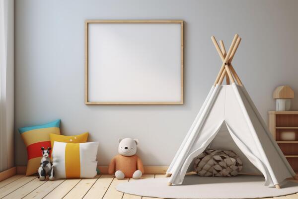 AI generated kids room picture frames mockup Generative AI