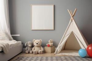 AI generated kids room picture frames mockup Generative AI photo